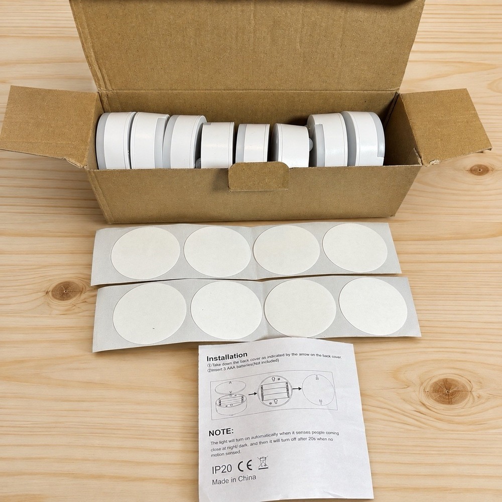 Guankai 8-Pack Motion Sensor LED Stair Night Lights White Battery Operated [A3]